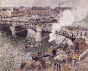 Pont Boieldieu in Rouen,damp weather Camille Pissarro